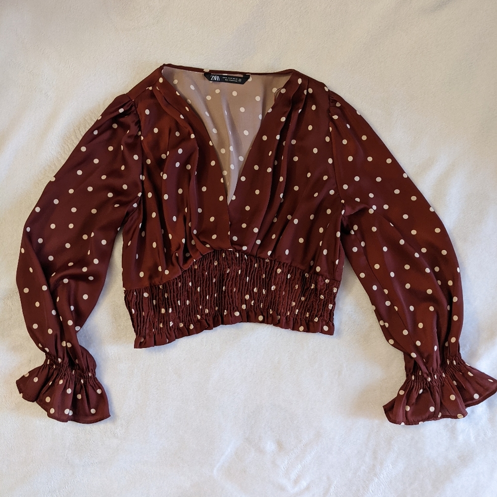 Zara cropped polkadot shirt